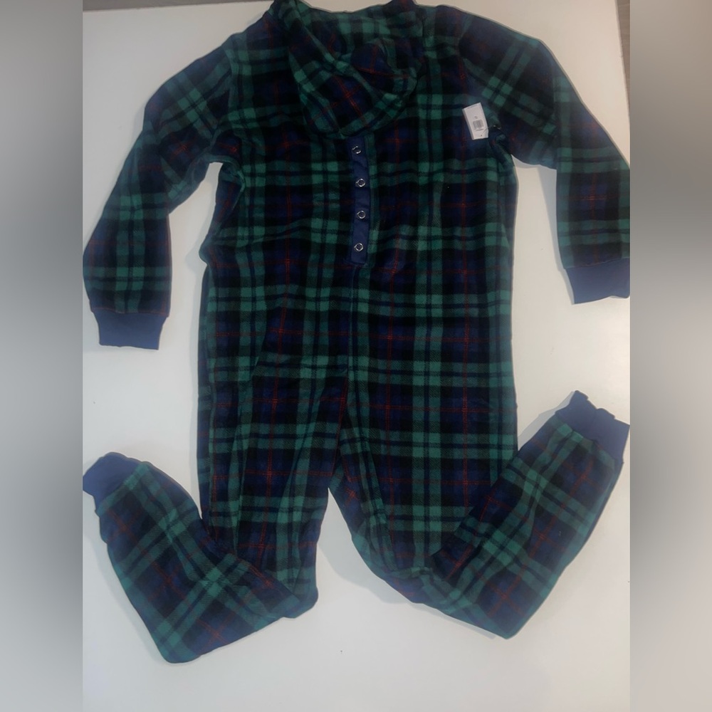 Old Navy Green and Blue Plaid Pajama Onesie
